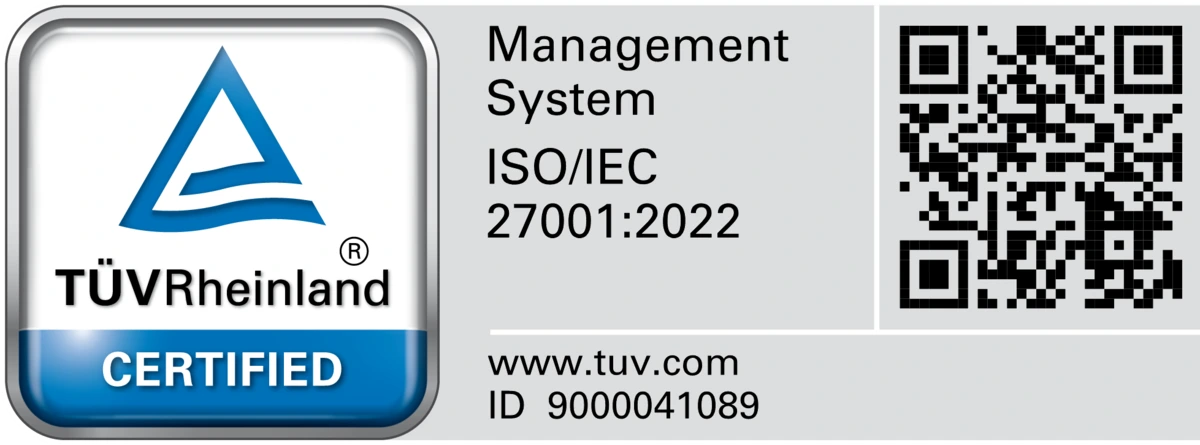 TÜV Rheinland Management System ISO/IEC 27001:2022 Certified